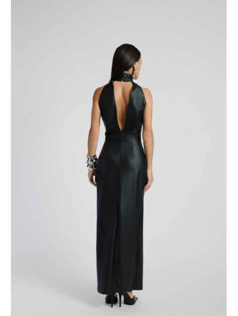STUDIO 83 Halter Dress Black Μαύρο Φόρεμα 
