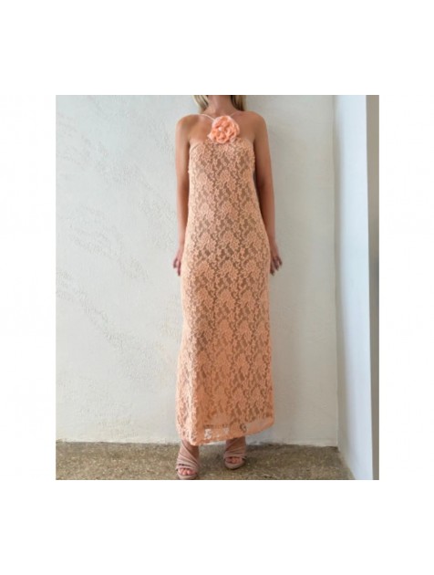 STUDIO 83 Lace Dress Peach Ροδακινί Φόρεμα δαντέλα