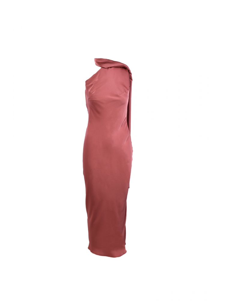 STUDIO 83 Maggie Maxi Satin Brown Σατέν Φόρεμα Καφέ