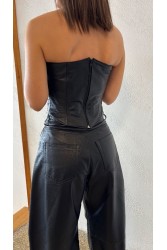 STUDIO 83 Black Leather Corset