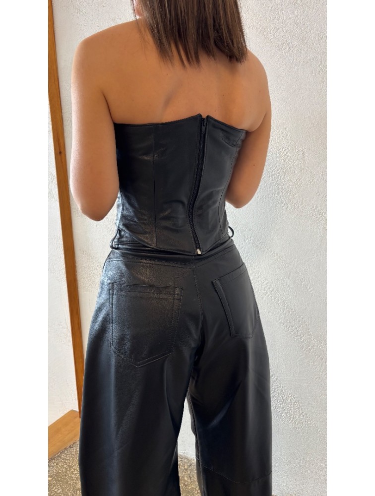 STUDIO 83 Black Leather Corset