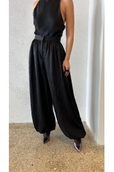 STUDIO 83 Satin Black Salwar Μαύρη Σατέν Παντελόνα