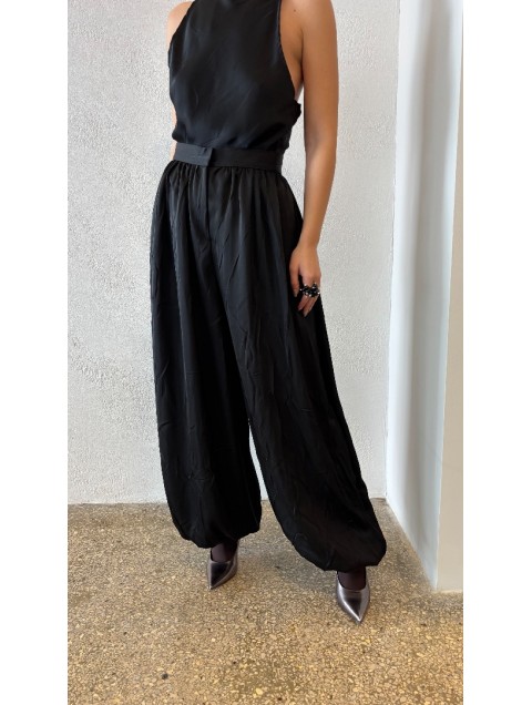 STUDIO 83 Satin Black Salwar Μαύρη Σατέν Παντελόνα