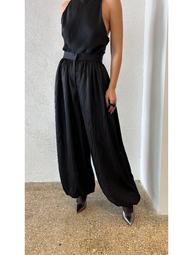 STUDIO 83 Satin Black Salwar Μαύρη Σατέν Παντελόνα