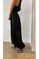 STUDIO 83 Satin Black Salwar Μαύρη Σατέν Παντελόνα