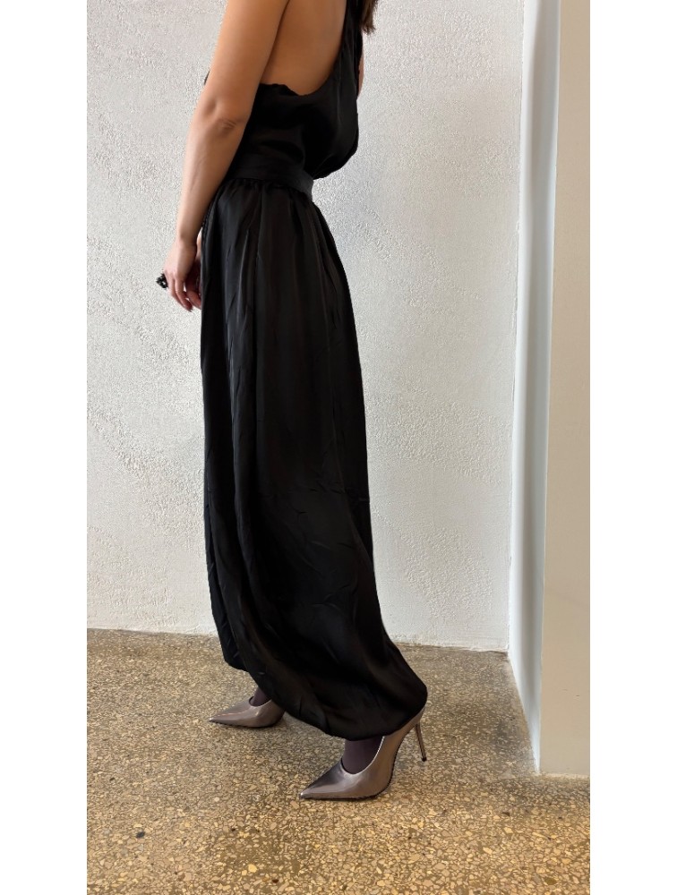 STUDIO 83 Satin Black Salwar Μαύρη Σατέν Παντελόνα