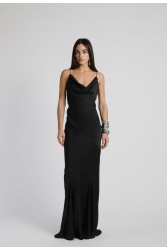 STUDIO 83 Maxi Dress Black Μάξι Μαύρο Φόρεμα