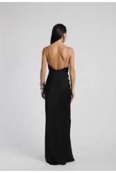 STUDIO 83 Maxi Dress Black Μάξι Μαύρο Φόρεμα