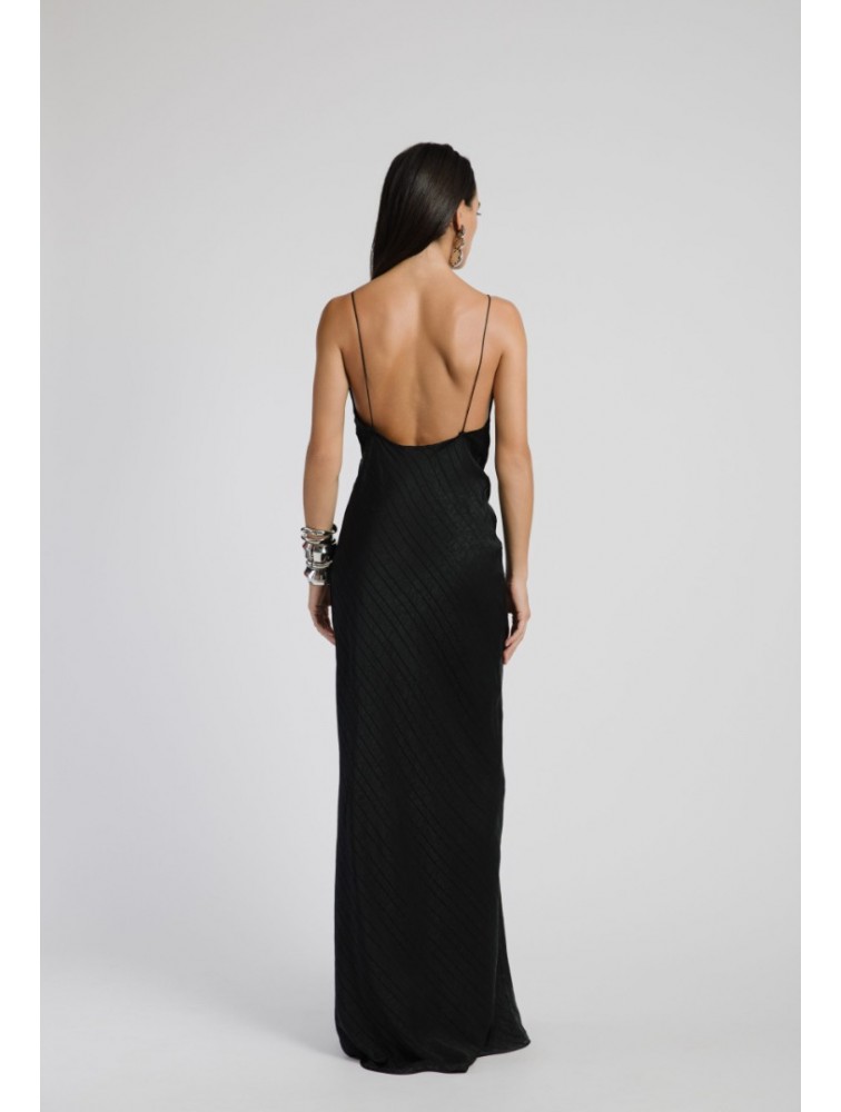 STUDIO 83 Maxi Dress Black Μάξι Μαύρο Φόρεμα