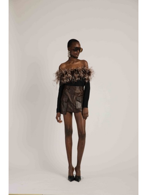 STUDIO 83 Mini Cargo Skirt Brown Μίνι Καφέ Φούστα