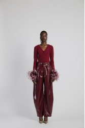 STUDIO 83 Pants Barrel Burgundy Μπορντώ Παντελόνι