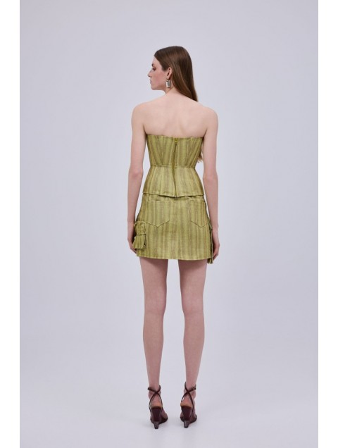 STUDIO 83 Animal Print Bustier Lime 