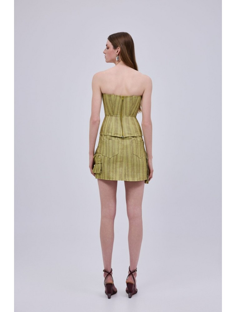 STUDIO 83 Animal Print Bustier Lime