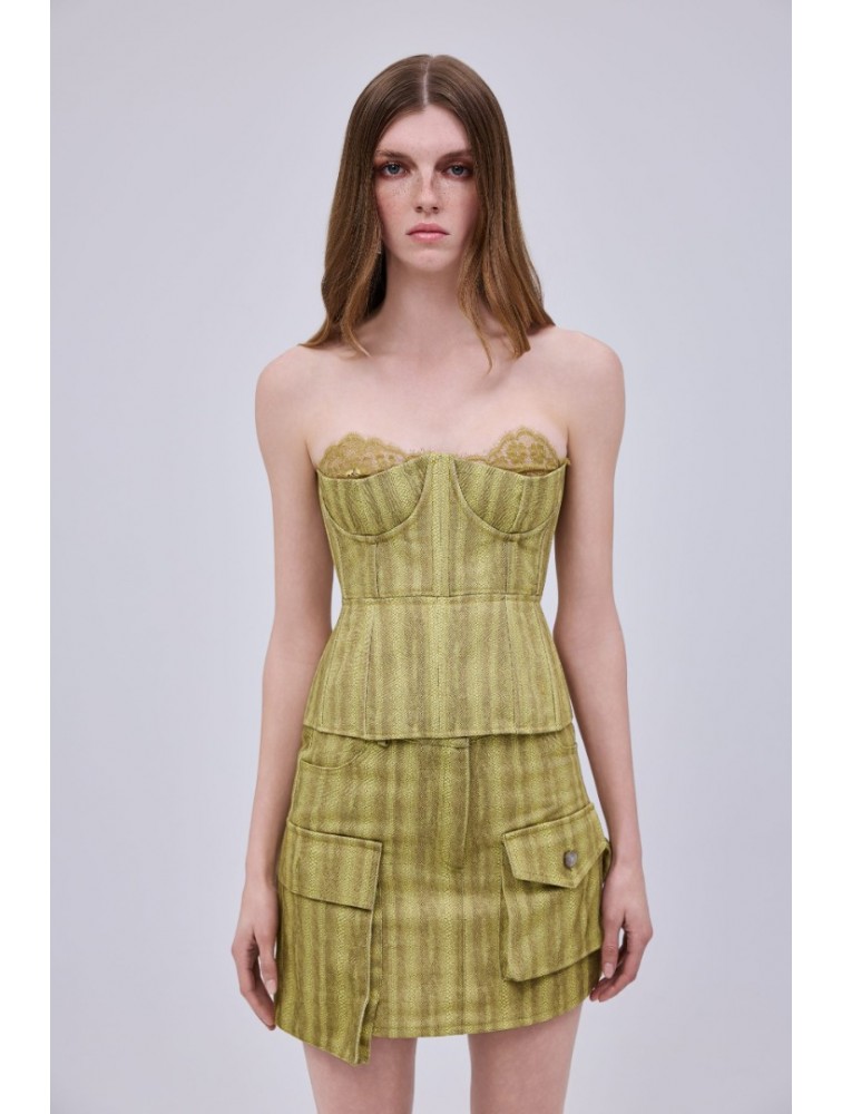 STUDIO 83 Animal Print Cargo Skirt  Lime
