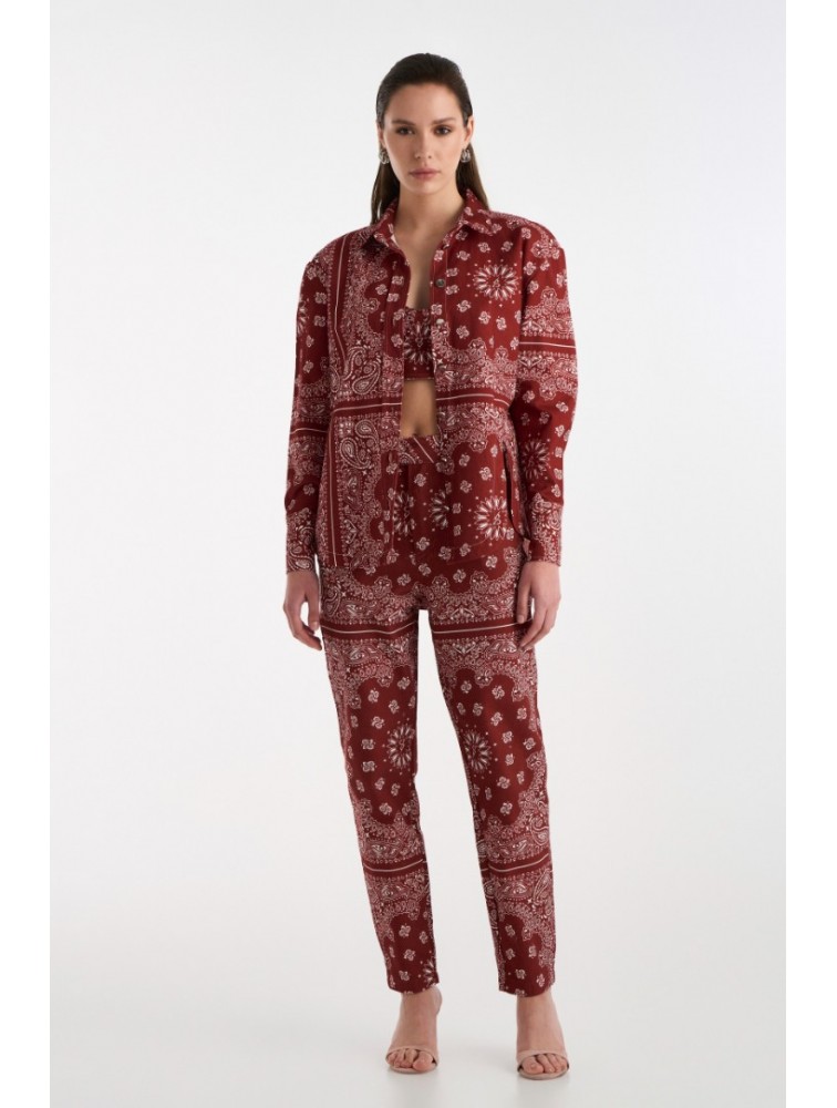 STUDIO 83 Badana Mara Pants Burgundy Μπορντώ Παντελόνι