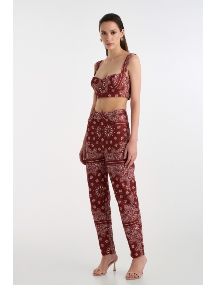 STUDIO 83 Badana Mara Pants Burgundy Μπορντώ Παντελόνι