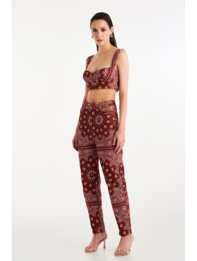 STUDIO 83 Badana Mara Pants Burgundy Μπορντώ Παντελόνι