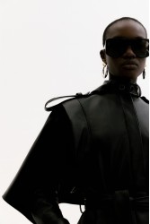 STUDIO 83 Bat Leather Jacket Black Μαύρο Δερμάτινο Τζάκετ