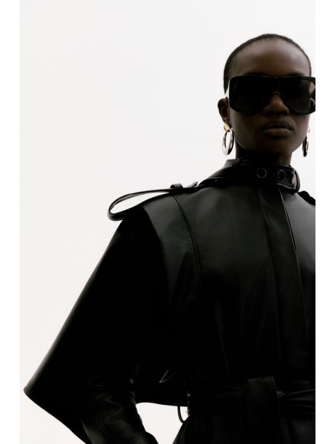 STUDIO 83 Bat Leather Jacket Black Μαύρο Δερμάτινο Τζάκετ