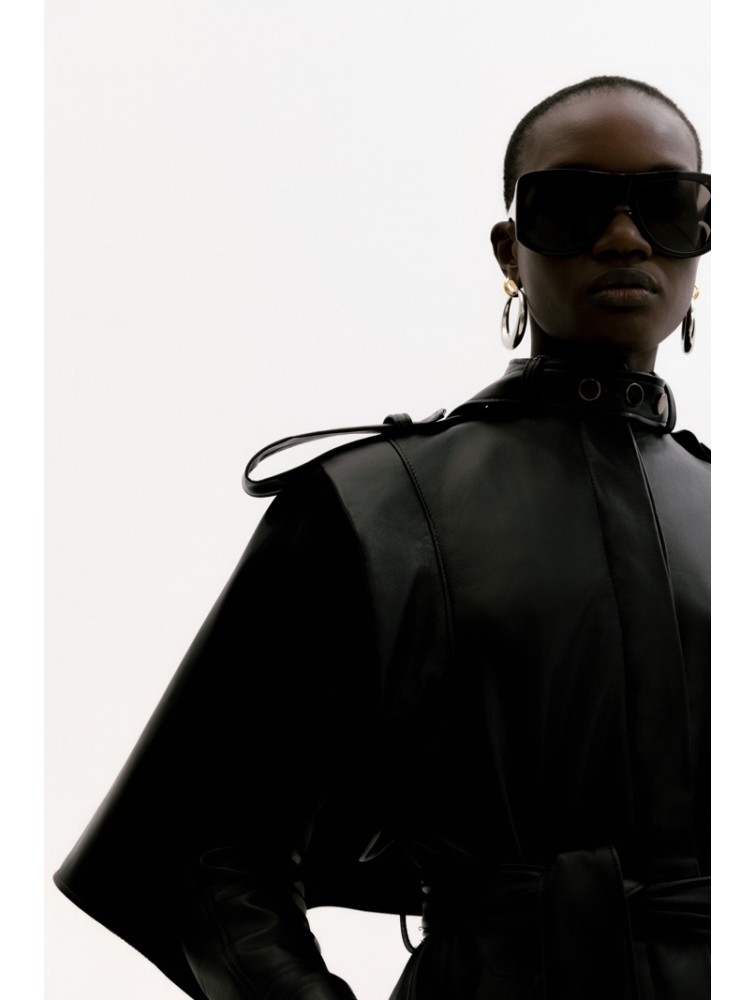 STUDIO 83 Bat Leather Jacket Black Μαύρο Δερμάτινο Τζάκετ