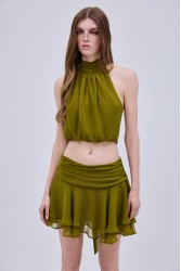 STUDIO 83 Capri Halter Top Olive Πράσινο Τοπ