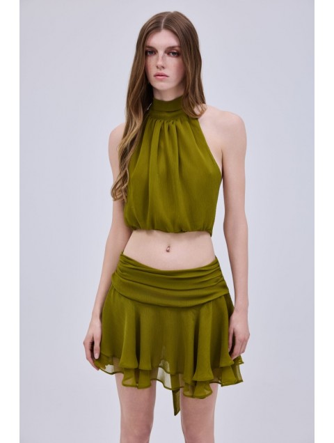 STUDIO 83 Capri Halter Top Olive