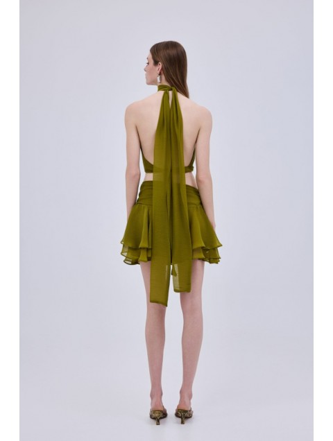 STUDIO 83 Capri Mini Skirt Olive Πράσινη Μίνι Φούστα
