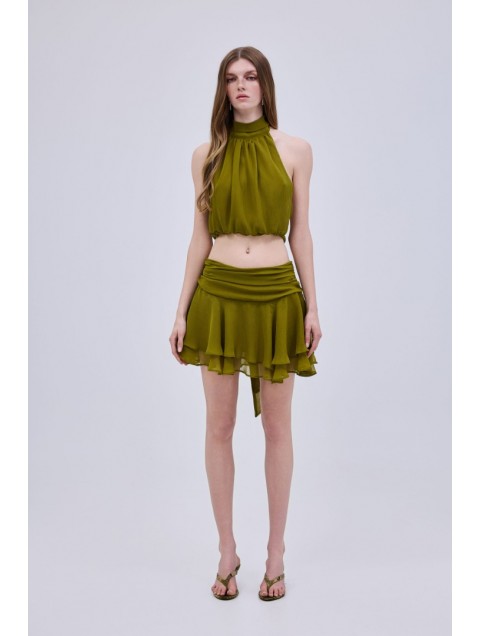 STUDIO 83 Capri Mini Skirt Olive Πράσινη Μίνι Φούστα
