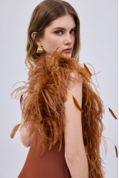 STUDIO 83 Chiffon Feather Maxi Dress Taba