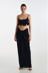 STUDIO 83 Combo Maxi Skirt Μαύρη Μάξι Φούστα