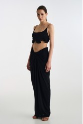 STUDIO 83 Combo Maxi Skirt Μαύρη Μάξι Φούστα