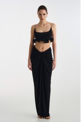 STUDIO 83 Combo Maxi Skirt Μαύρη Μάξι Φούστα