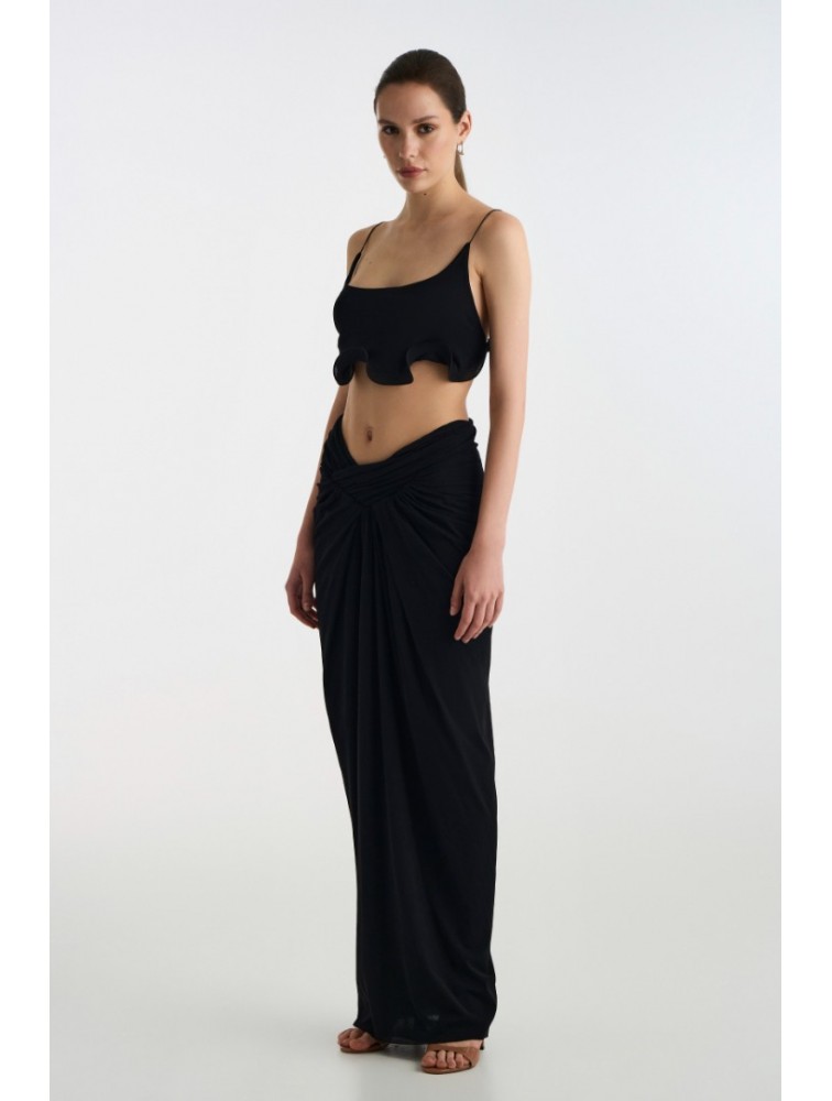 STUDIO 83 Combo Maxi Skirt Μαύρη Μάξι Φούστα