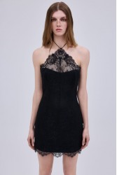 STUDIO 83 Daisy Lace Mini Dress Black