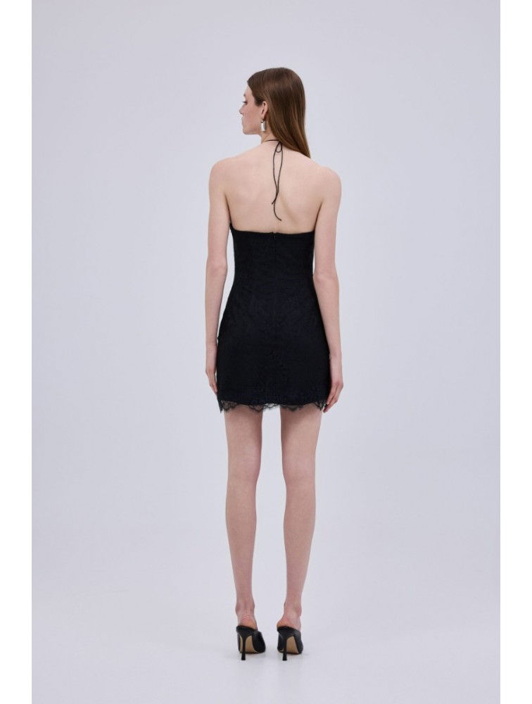 STUDIO 83 Daisy Lace Mini Dress Black