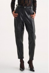 STUDIO 83 Dakota Leather Pants Black Μαύρο Δερμάτινο Γυναικείο Παντελόνι