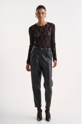 STUDIO 83 Dakota Leather Pants Black Μαύρο Δερμάτινο Γυναικείο Παντελόνι