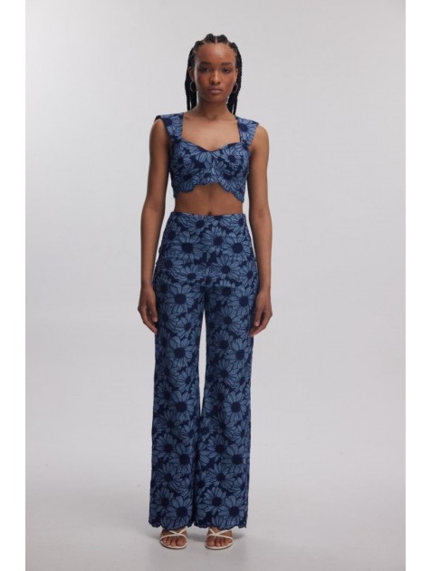 STUDIO 83 Daria Pants Blue Μπλε Παντελόνι