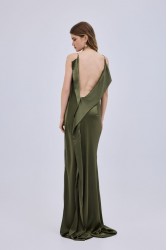 STUDIO 83 Drape Maxi Olive Dress