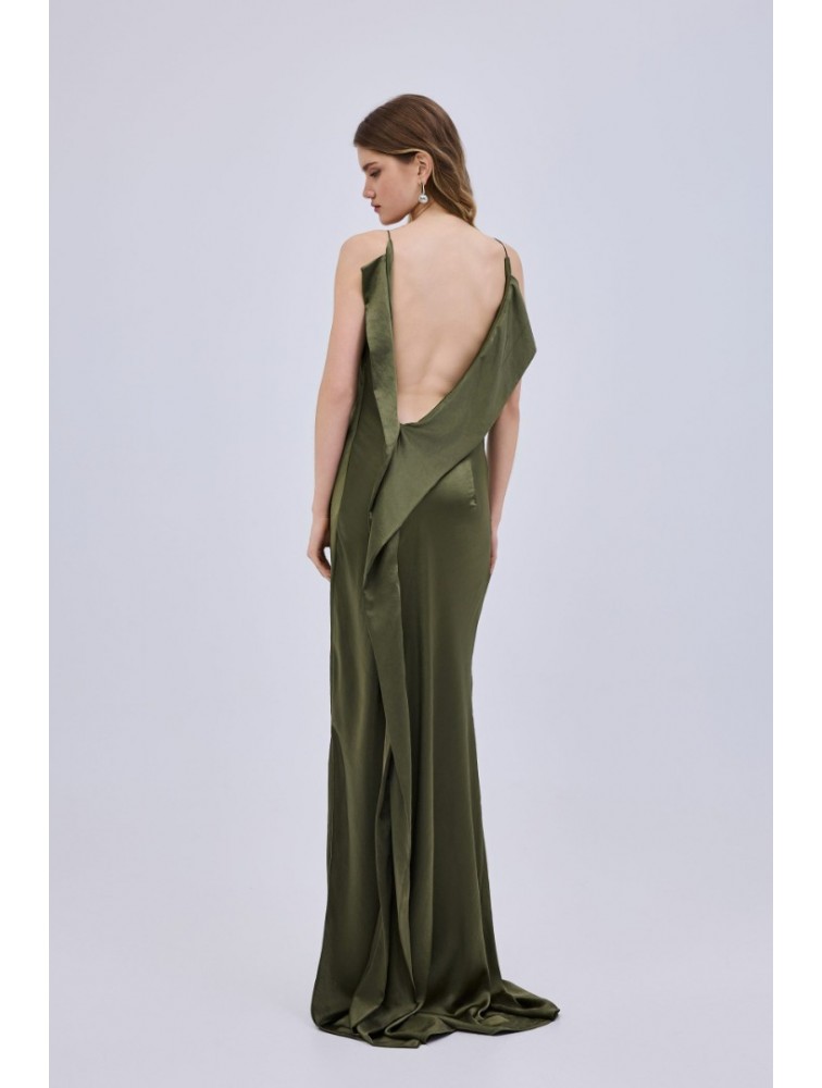 STUDIO 83 Drape Maxi Olive Dress