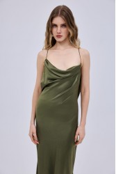 STUDIO 83 Drape Maxi Olive Dress