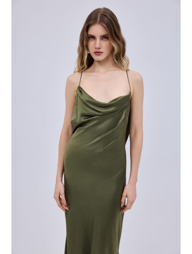 STUDIO 83 Drape Maxi Olive Dress