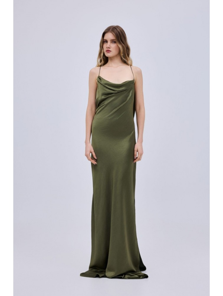 STUDIO 83 Drape Maxi Olive Dress