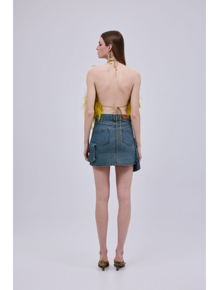 STUDIO 83 Feather Lime Yellow Top