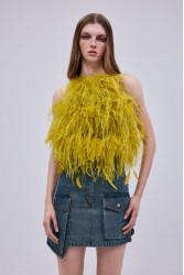 STUDIO 83 Feather Lime Yellow Top