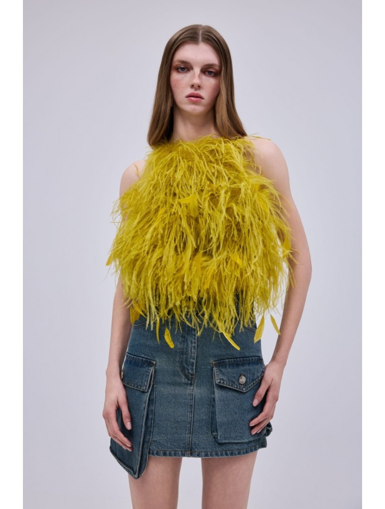 STUDIO 83 Feather Lime Yellow Top