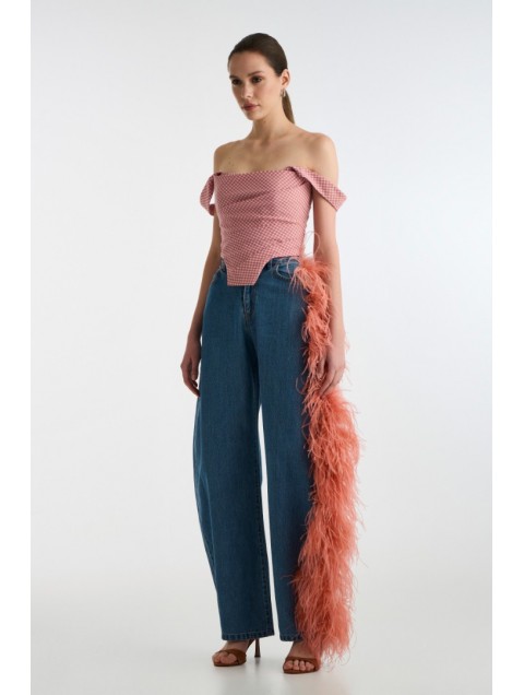 STUDIO 83 Flare Feather Jean Coral