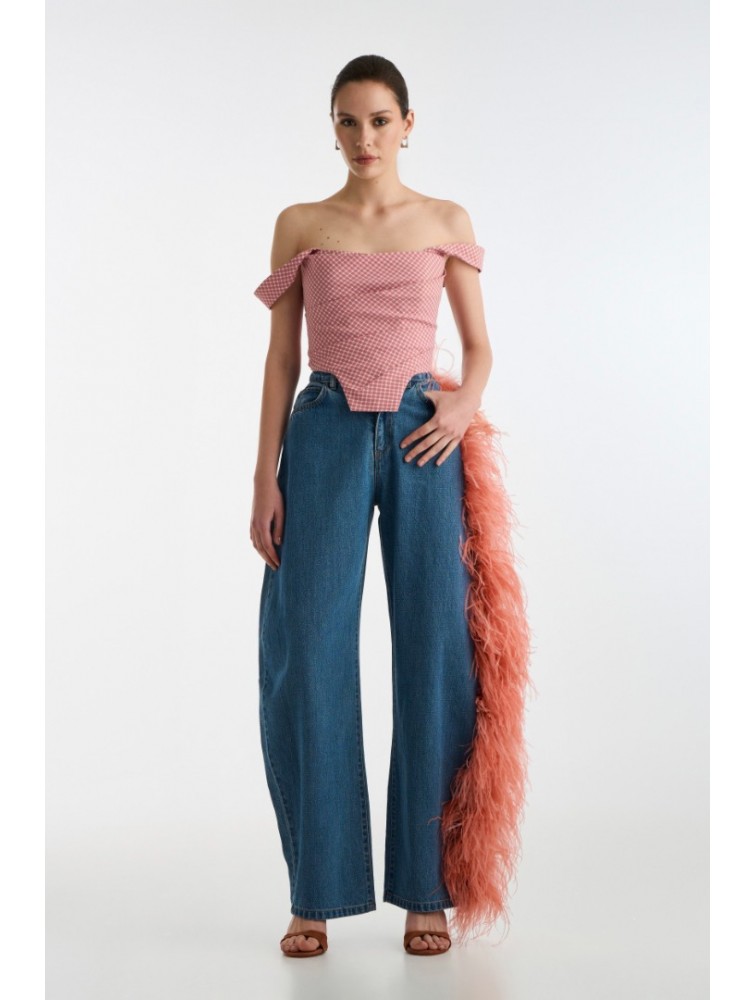 STUDIO 83 Flare Feather Jean Coral