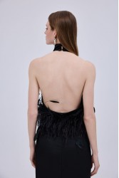 STUDIO 83 Halter Satin Maxi Dress Black