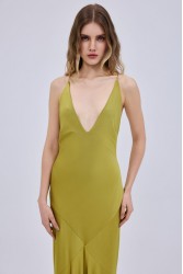 STUDIO 83 Halter Triangles Maxi Dress Lime Λάιμ Φόρεμα